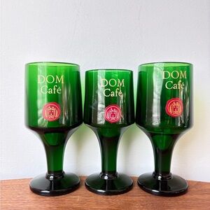 DOM Cafe Wine Goblets Emerald Green Goblet Set Vintage Barware Mid Century Decor